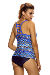 Kaamastra Holiday Waves Cutout Racerback Tankini Top